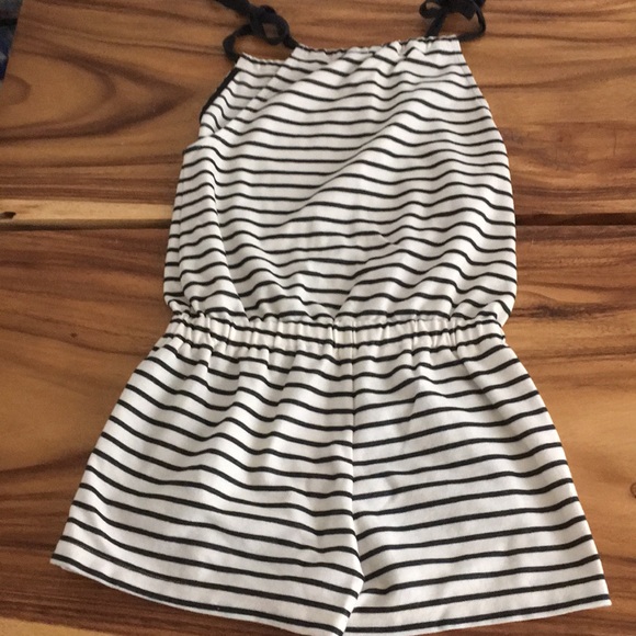 Madewell Pants - Madewell navy and cream striped romper